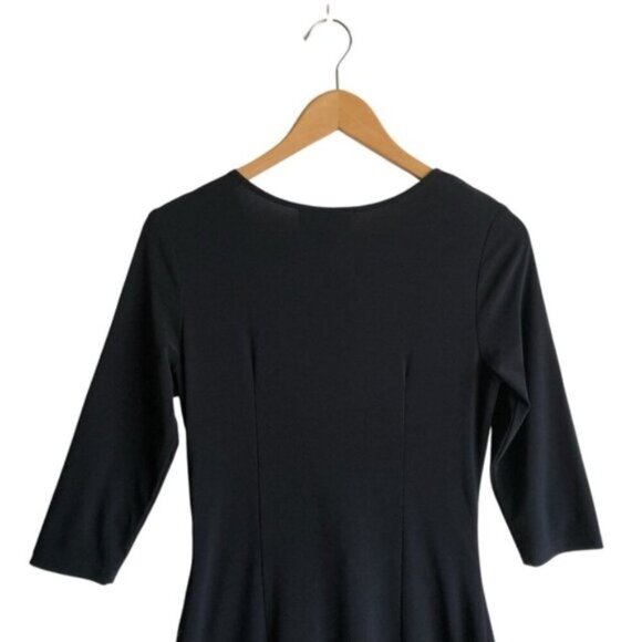 Joseph Ribkoff Faux Wrap Dress Black Size 8 Elegant Lace Cut Out - Picture 7 of 10